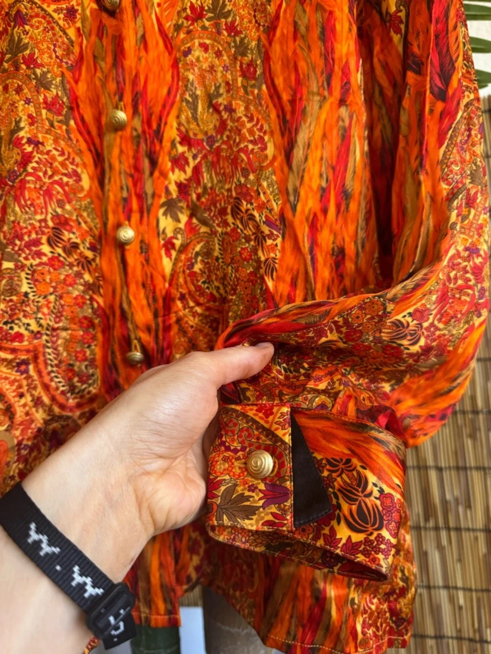 Rare Vintage Escada Margaretha Ley Orange Paisley Button-Up Shirt 100% silk - Picture 4 of 9